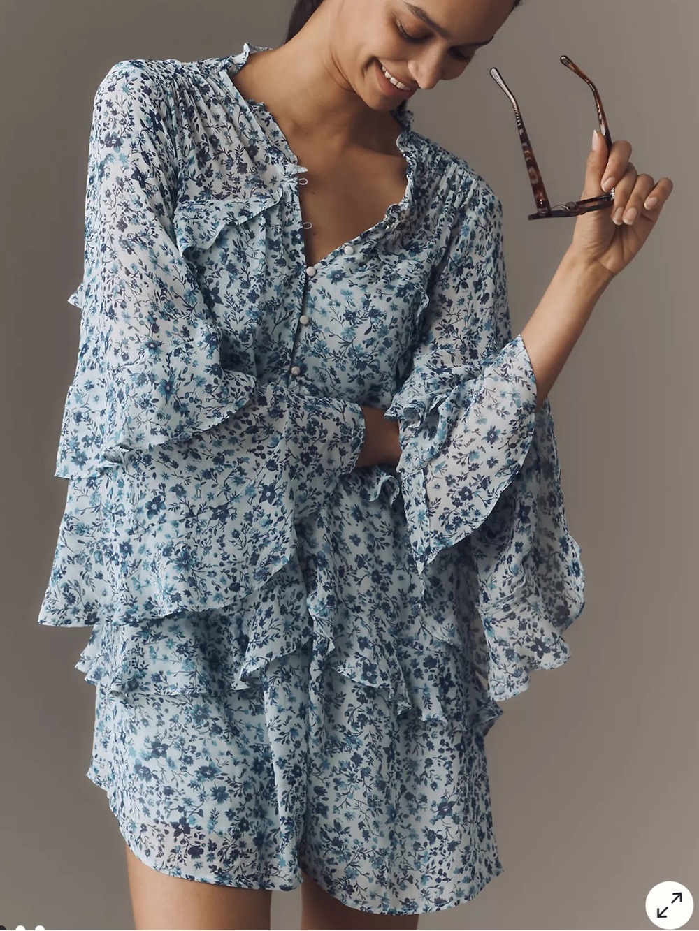 By Anthropologie Ruffle Swing Romper M